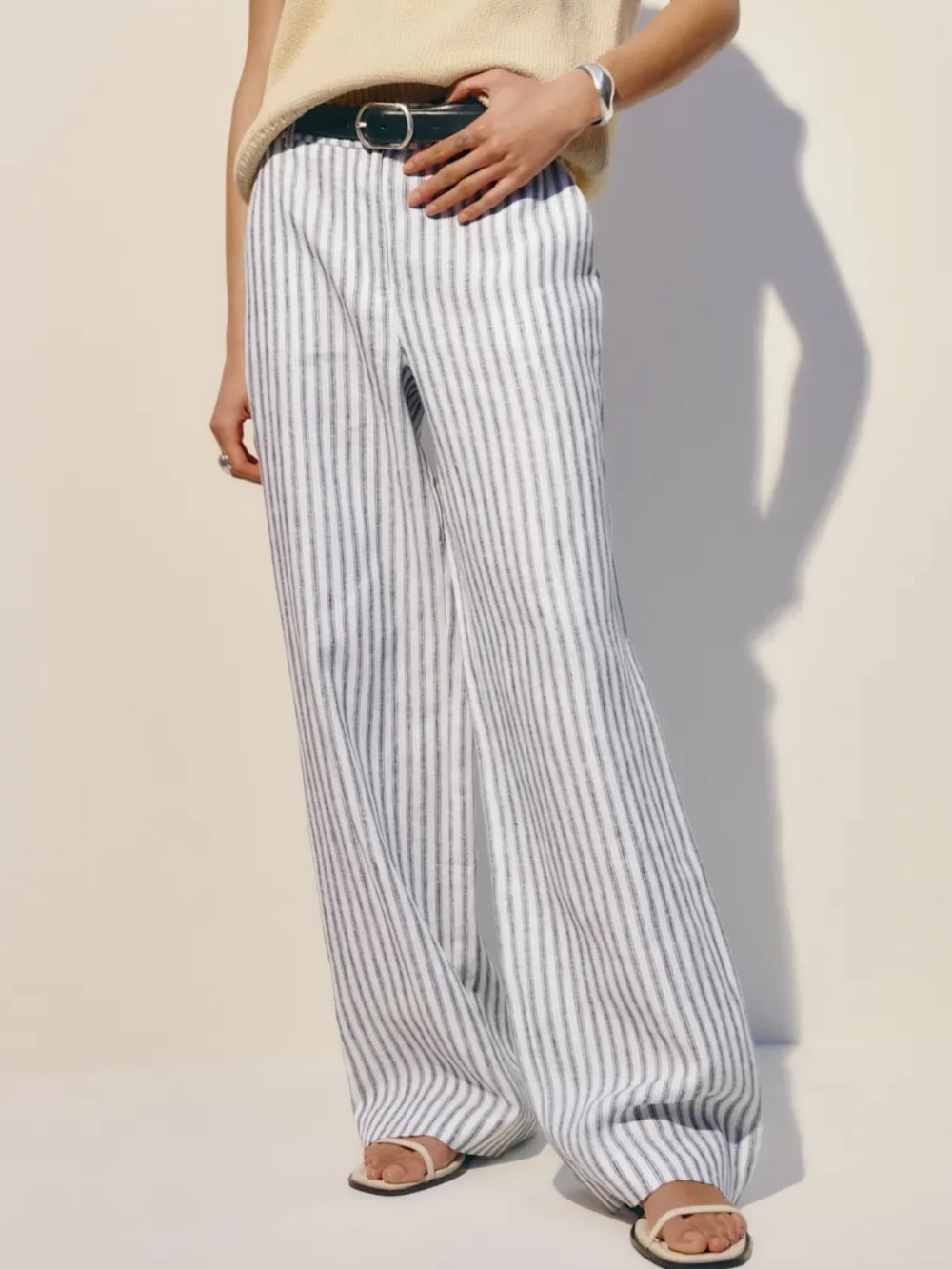 Reformation Petites Carter Linen Mid Rise Pant Grey - Size 4P